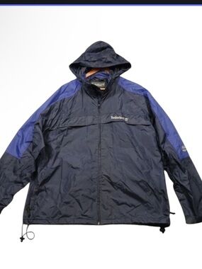 Timberland Men's Navy & Royal Blue Hooded Windbreaker Jacket